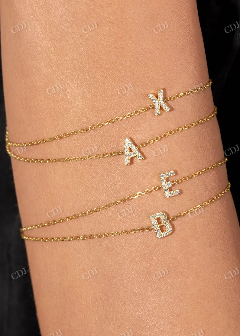 0.10CT Natural Diamond Letter Bracelet