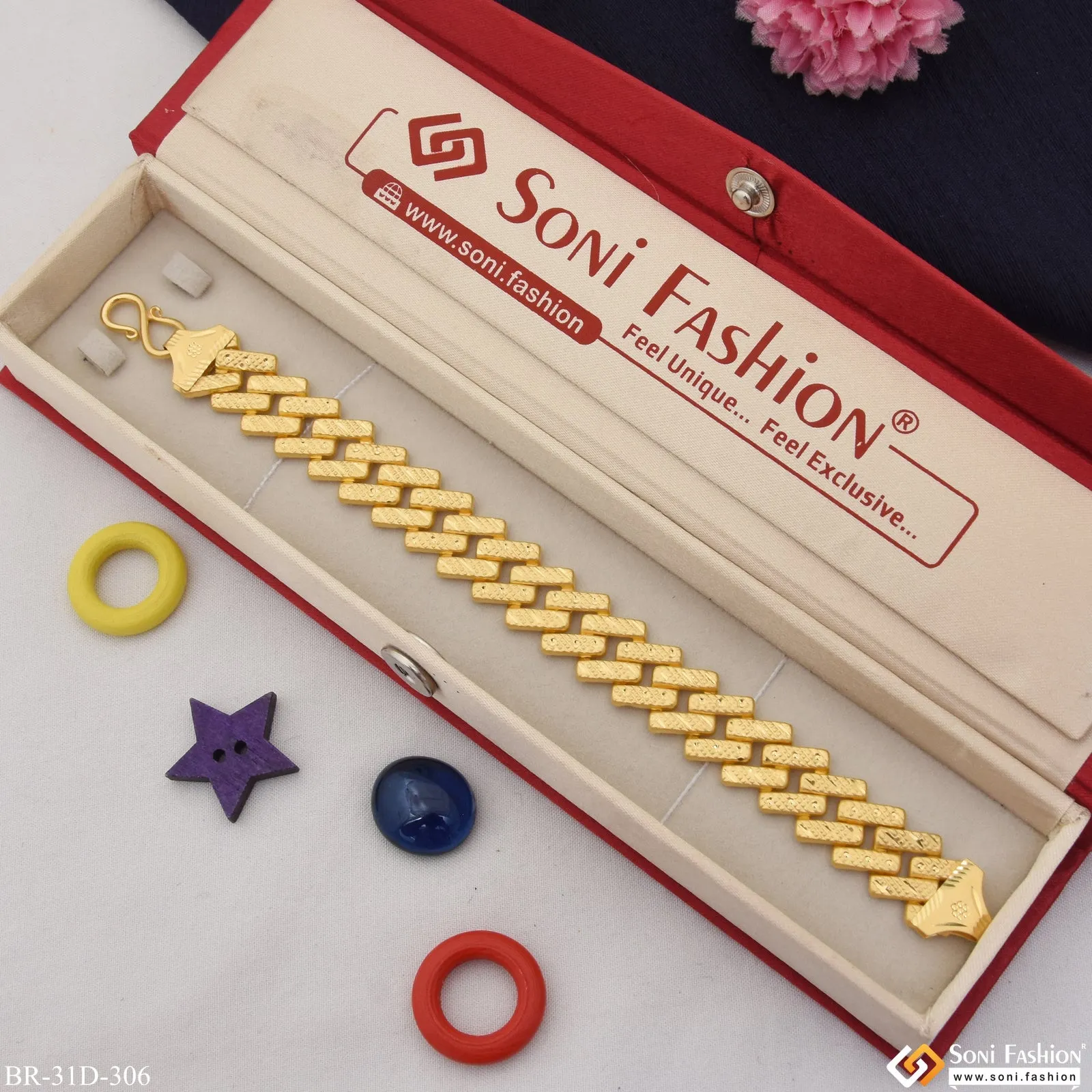 1 Gram Gold Plated Amazing Design Pokal Bracelet for Men - Style D306