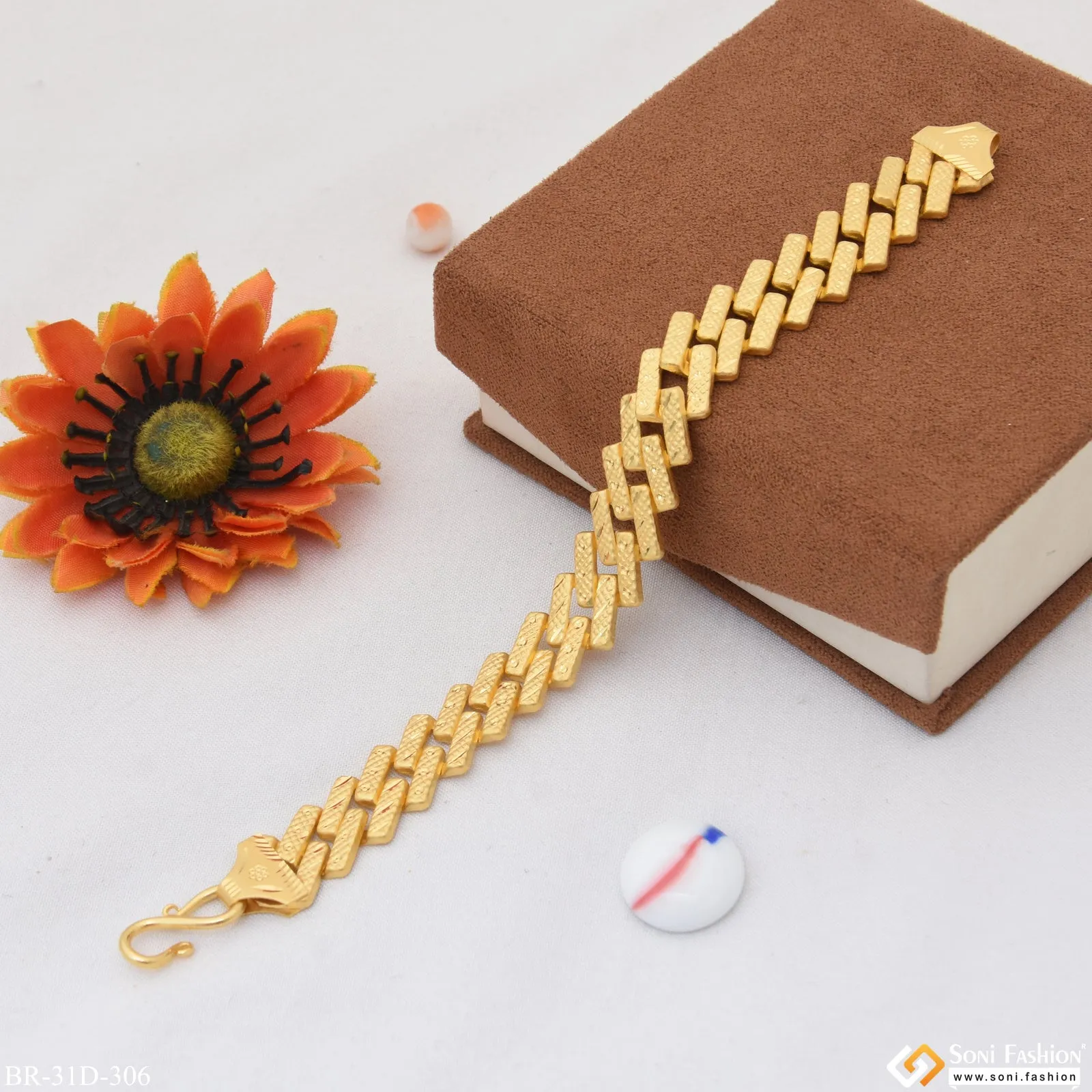 1 Gram Gold Plated Amazing Design Pokal Bracelet for Men - Style D306