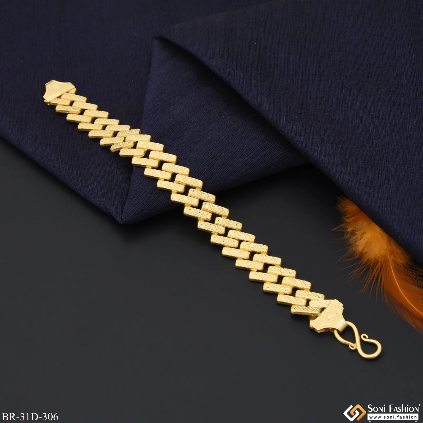 1 Gram Gold Plated Amazing Design Pokal Bracelet for Men - Style D306