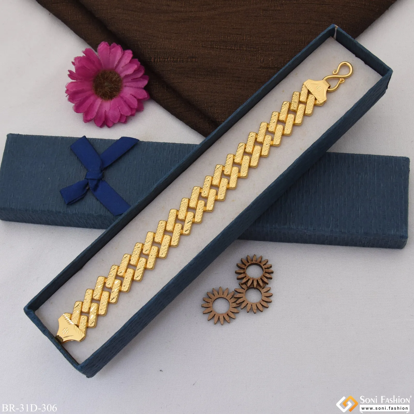 1 Gram Gold Plated Amazing Design Pokal Bracelet for Men - Style D306