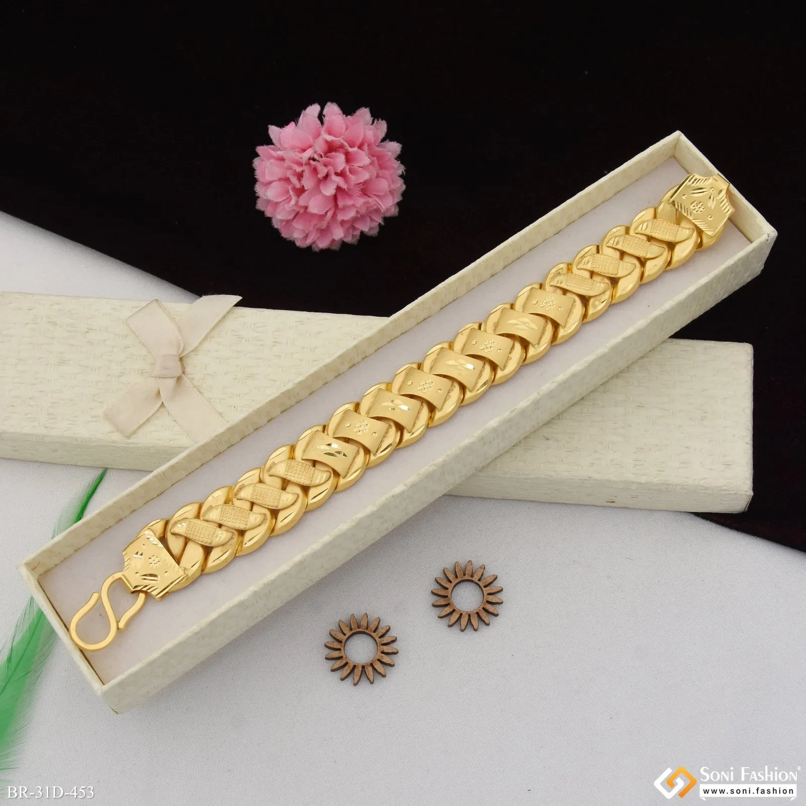 1 Gram Gold Plated Amazing Design Pokal Bracelet for Men - Style D453