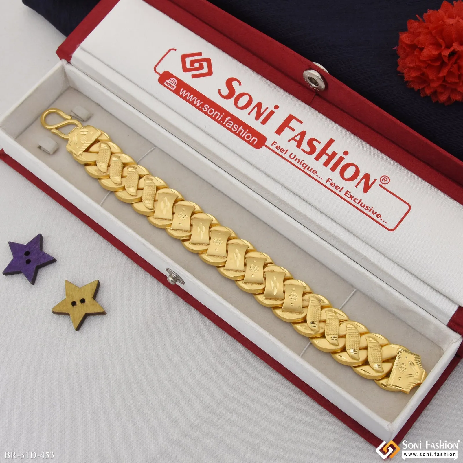 1 Gram Gold Plated Amazing Design Pokal Bracelet for Men - Style D453