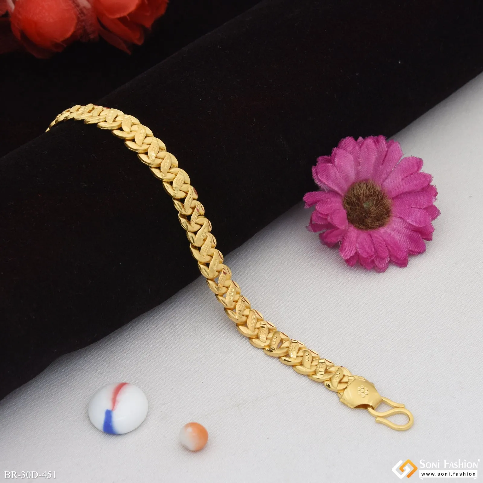 1 Gram Gold Plated Delicate Design Pokal Bracelet for Men - Style D451