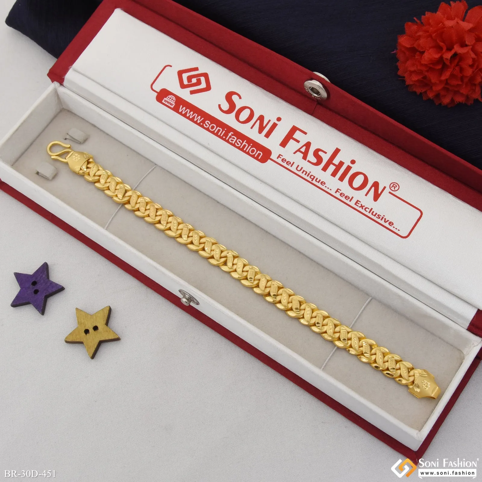 1 Gram Gold Plated Delicate Design Pokal Bracelet for Men - Style D451