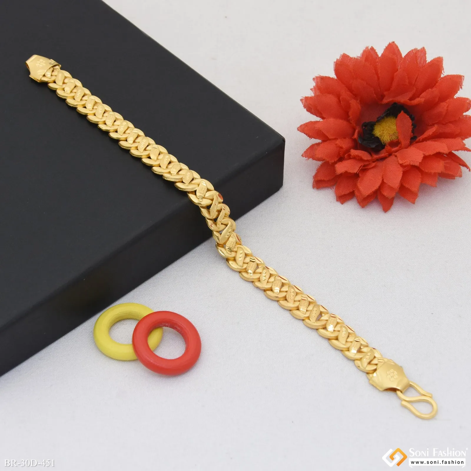 1 Gram Gold Plated Delicate Design Pokal Bracelet for Men - Style D451