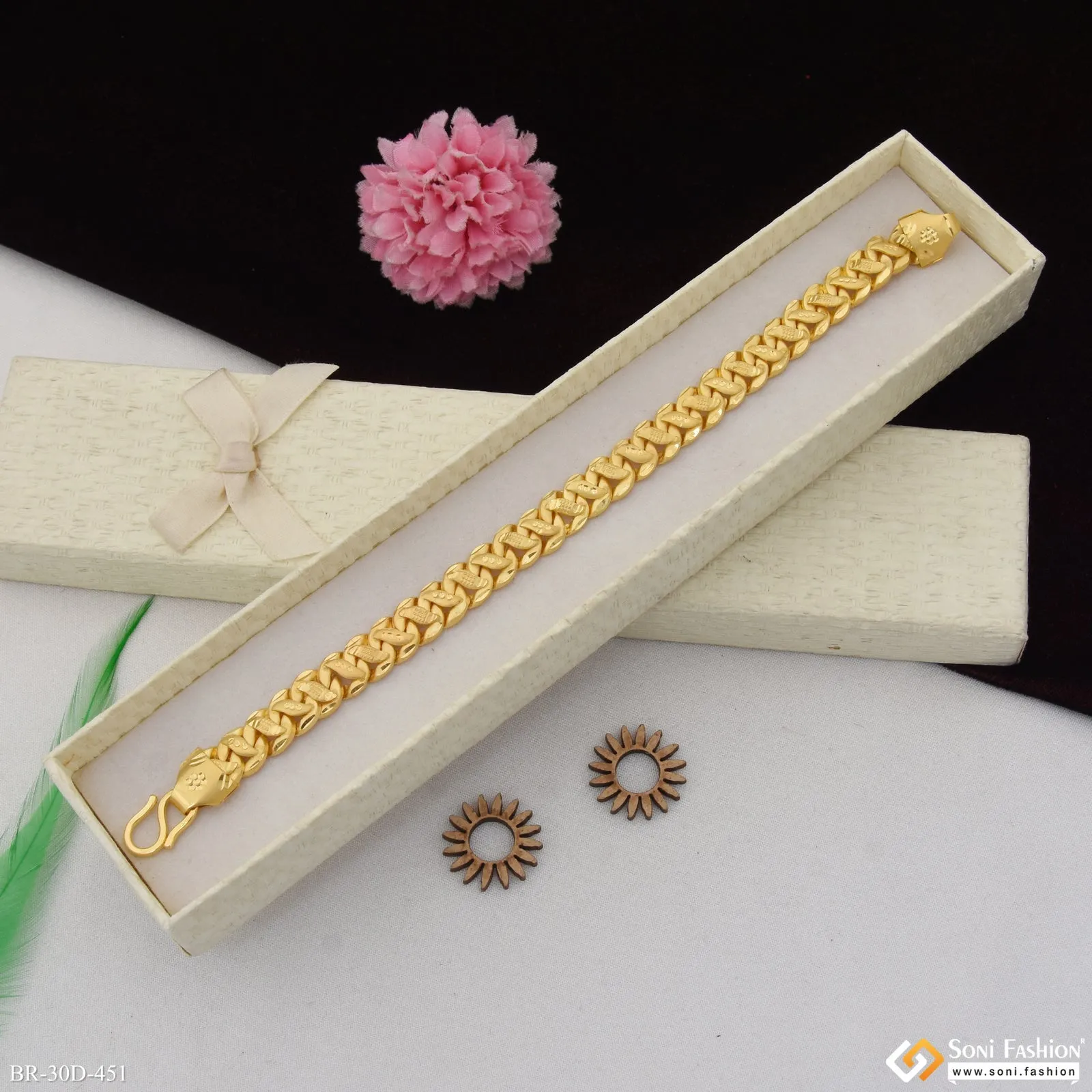 1 Gram Gold Plated Delicate Design Pokal Bracelet for Men - Style D451