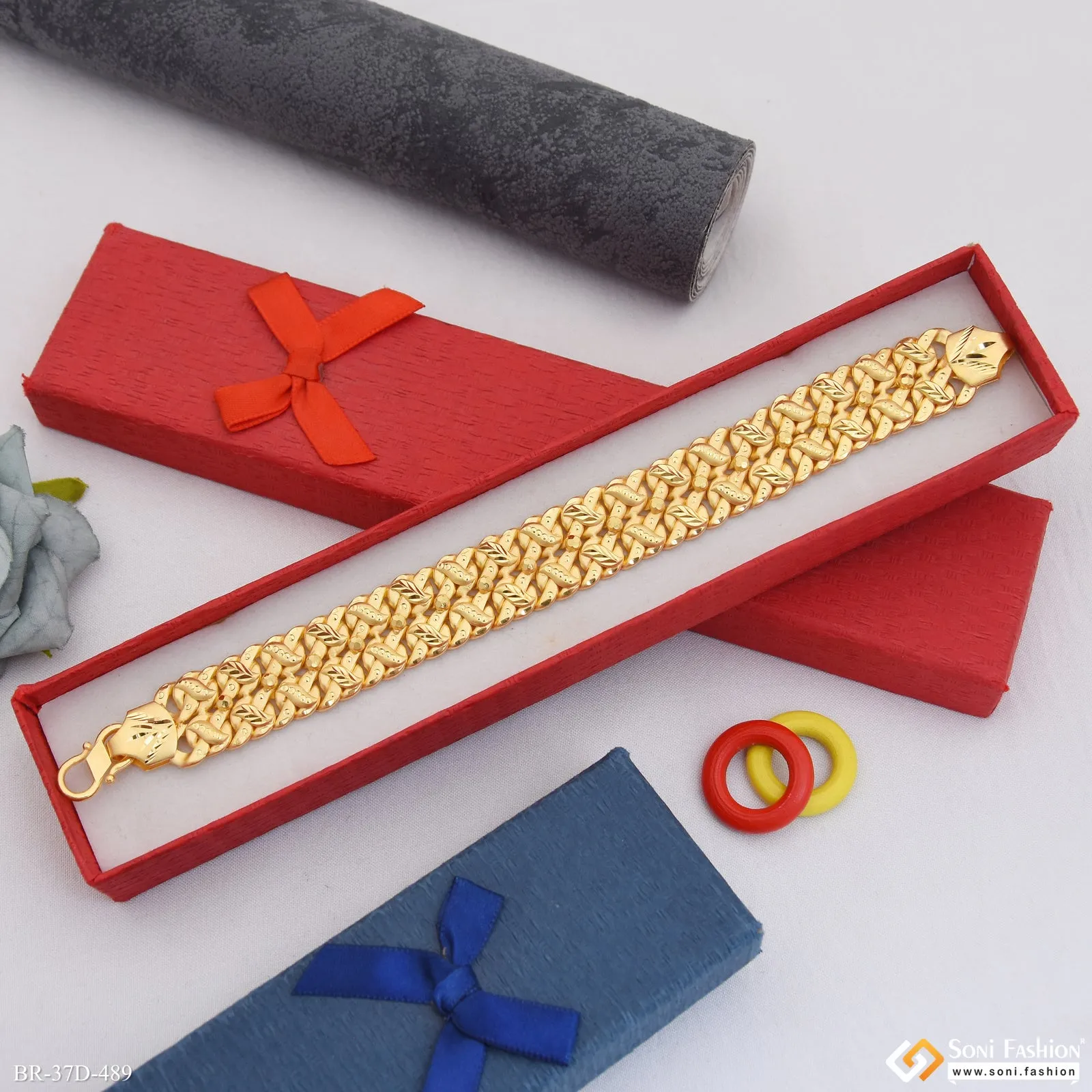1 Gram Gold Plated Delicate Design Pokal Bracelet for Men - Style D489