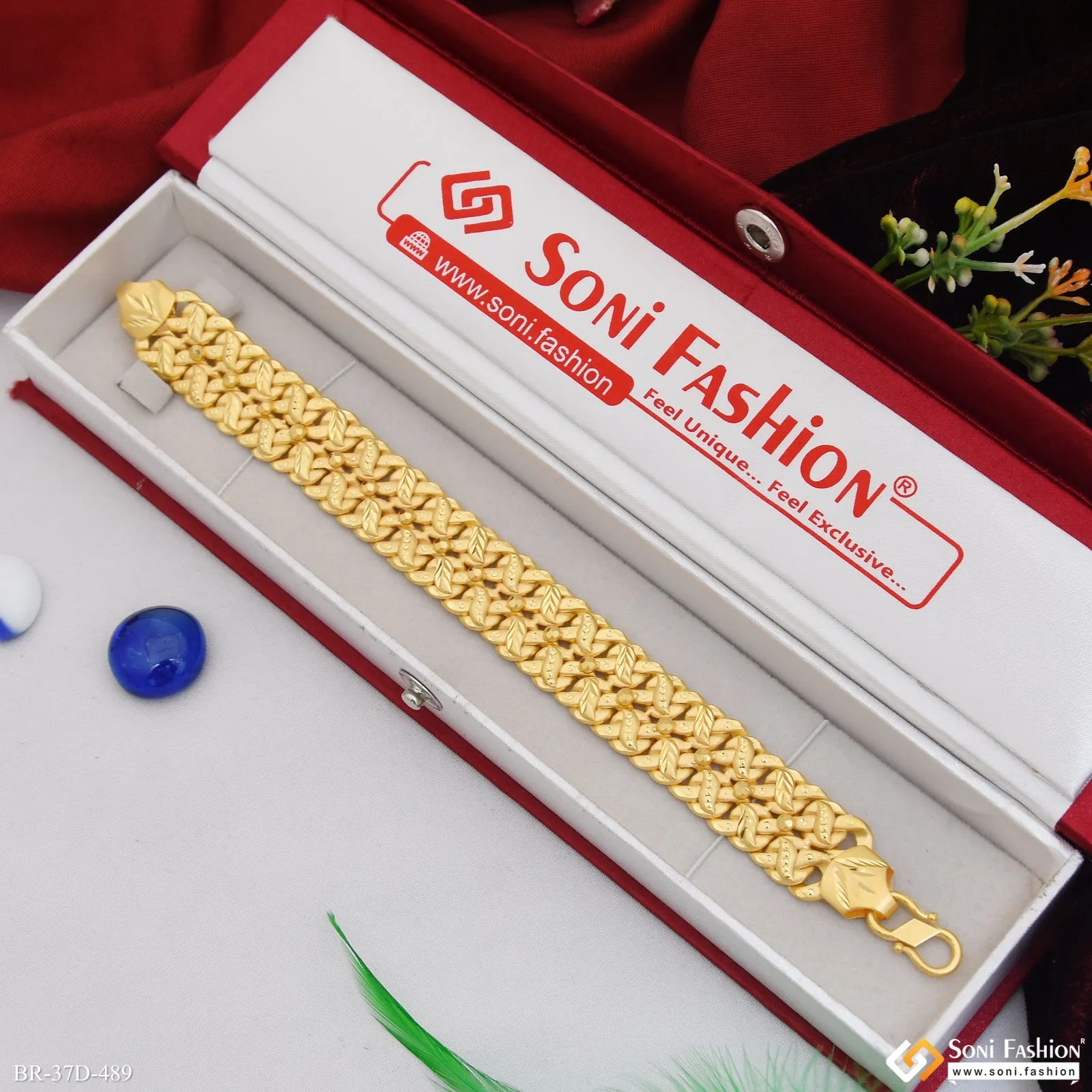 1 Gram Gold Plated Delicate Design Pokal Bracelet for Men - Style D489