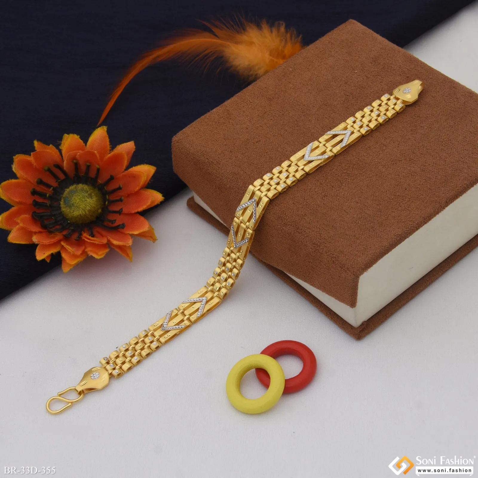 1 Gram Gold Plated Excellent Design Bracelet for Men - Style D355