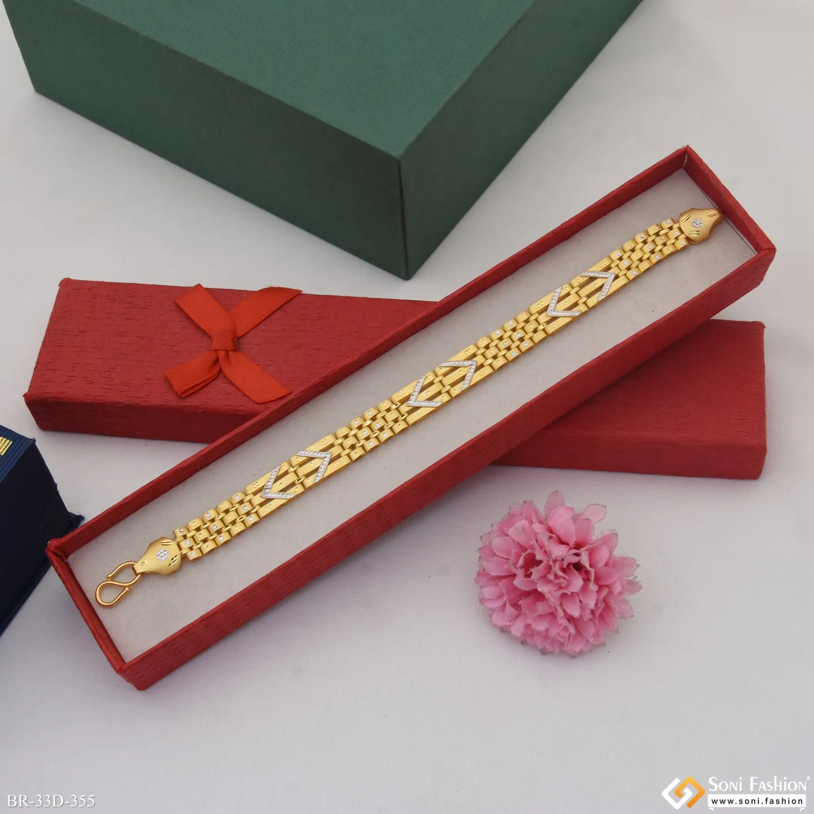 1 Gram Gold Plated Excellent Design Bracelet for Men - Style D355