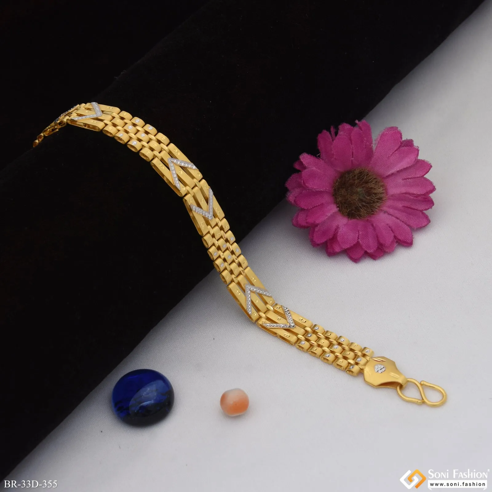 1 Gram Gold Plated Excellent Design Bracelet for Men - Style D355