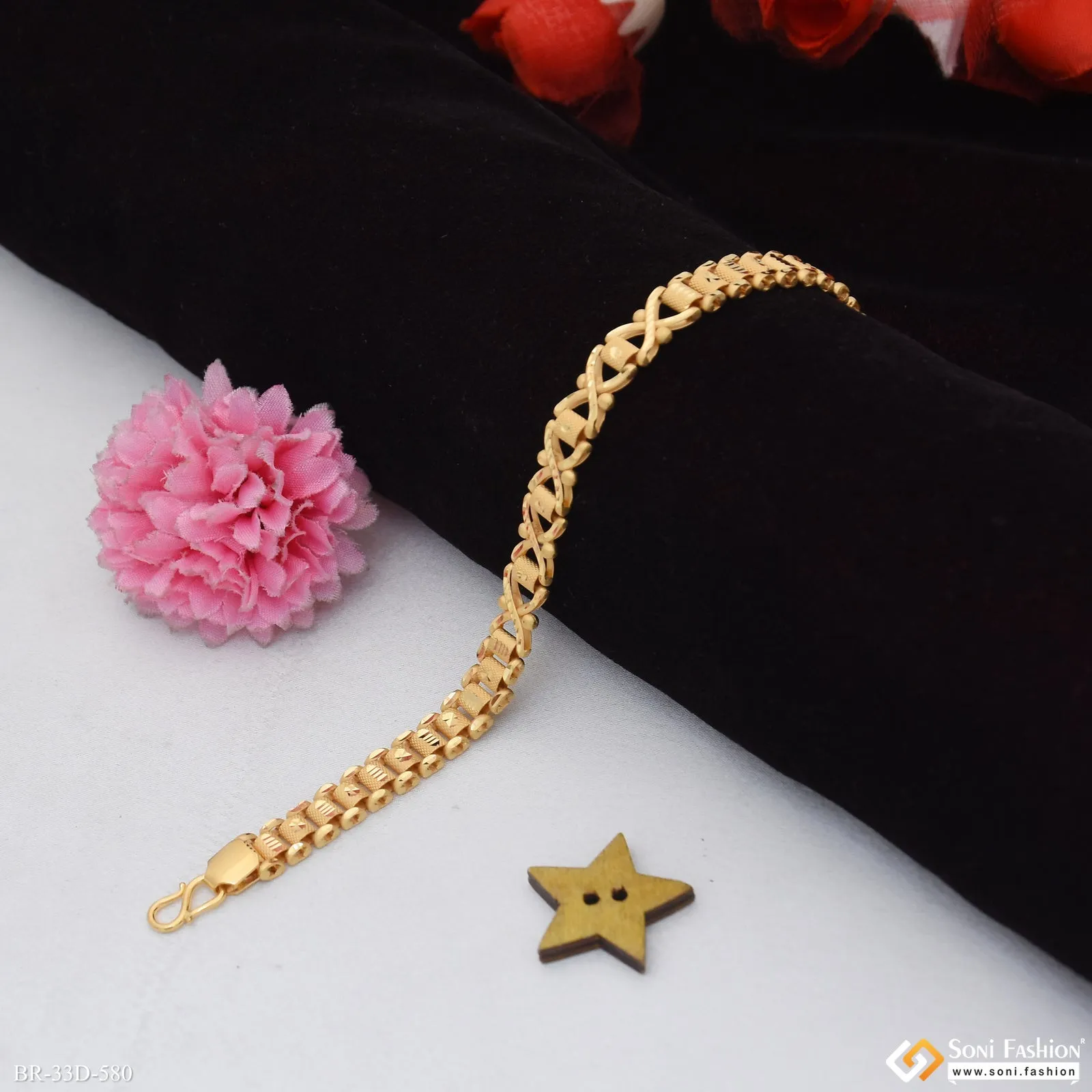 1 Gram Gold Plated Fabulous Design Box Bracelet for Men - Style D580