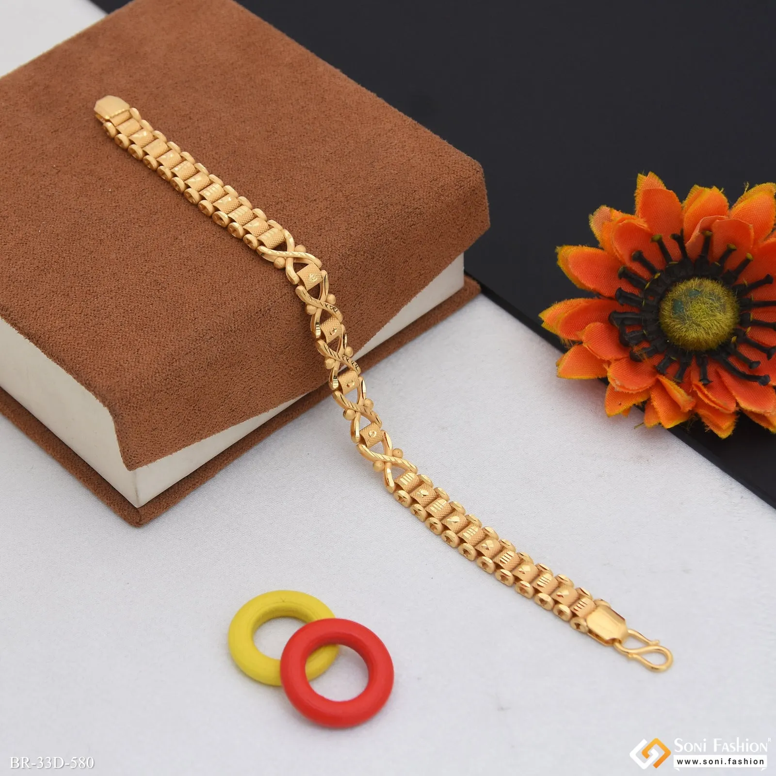 1 Gram Gold Plated Fabulous Design Box Bracelet for Men - Style D580