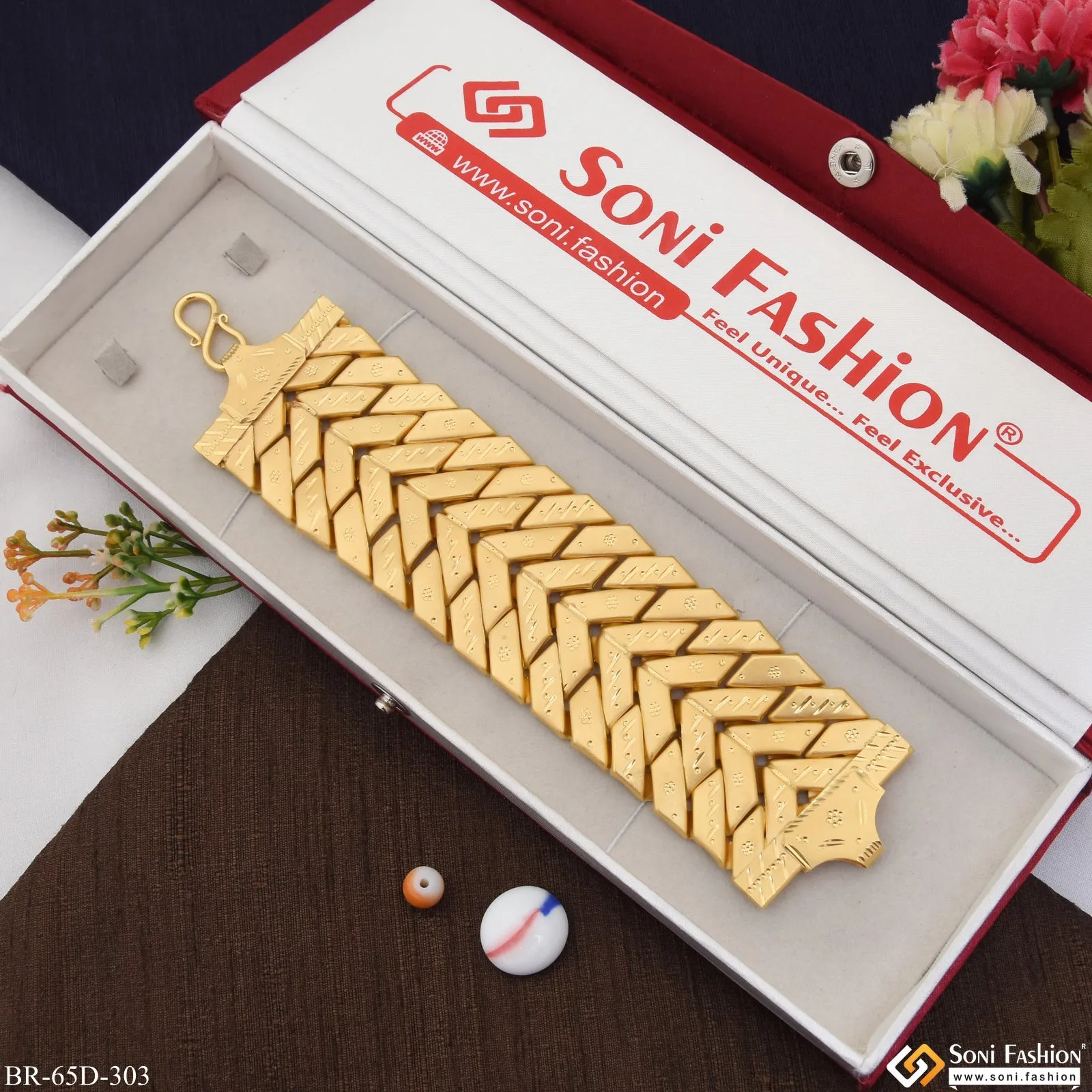 1 Gram Gold Plated Fabulous Design Pokal Bracelet for Men - Style D303
