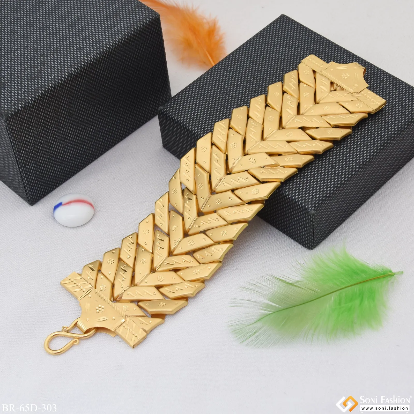 1 Gram Gold Plated Fabulous Design Pokal Bracelet for Men - Style D303