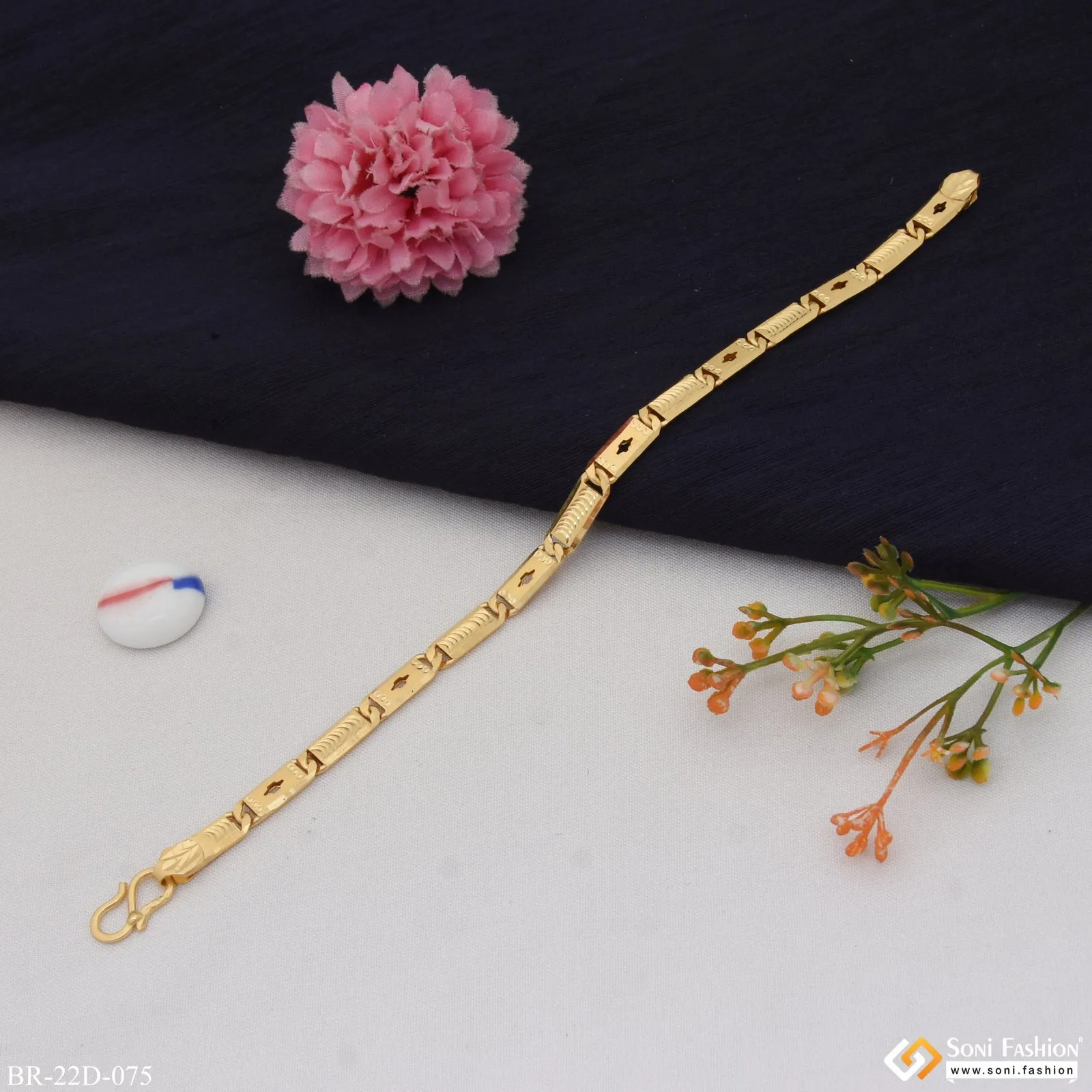 1 Gram Gold Plated Fancy Design Best Quality Nawabi Bracelet for Men - Style D075