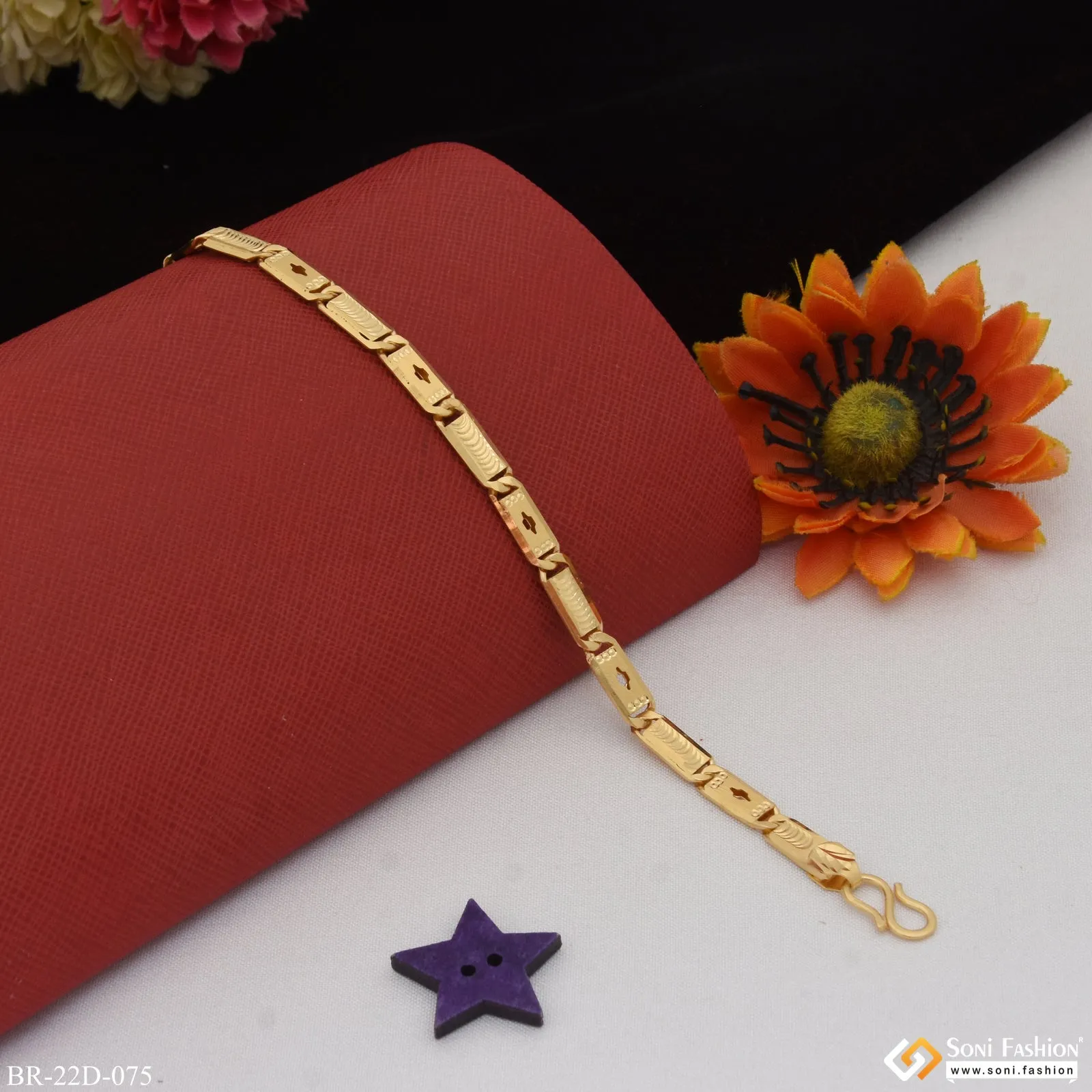 1 Gram Gold Plated Fancy Design Best Quality Nawabi Bracelet for Men - Style D075