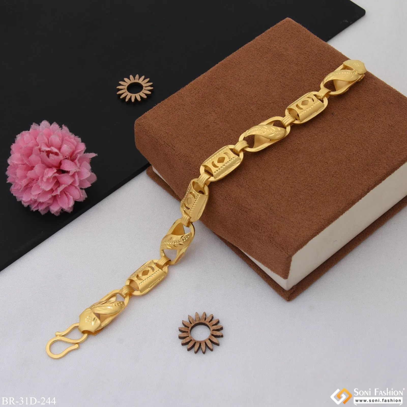 1 Gram Gold Plated Kohli Sophisticated Design Bracelet for Men - Style D244
