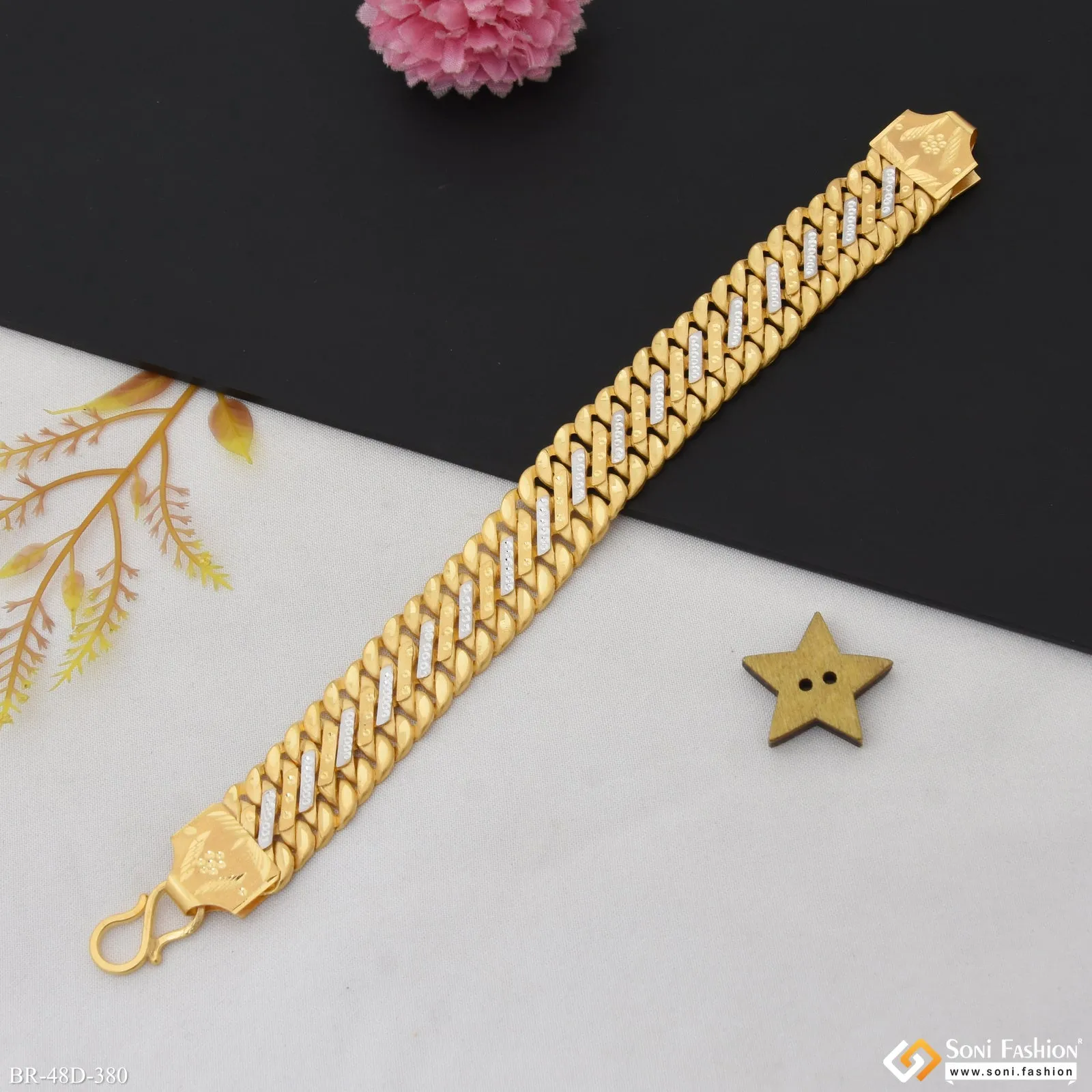 1 Gram Gold Plated Latest Design Pokal Bracelet for Men - Style D380