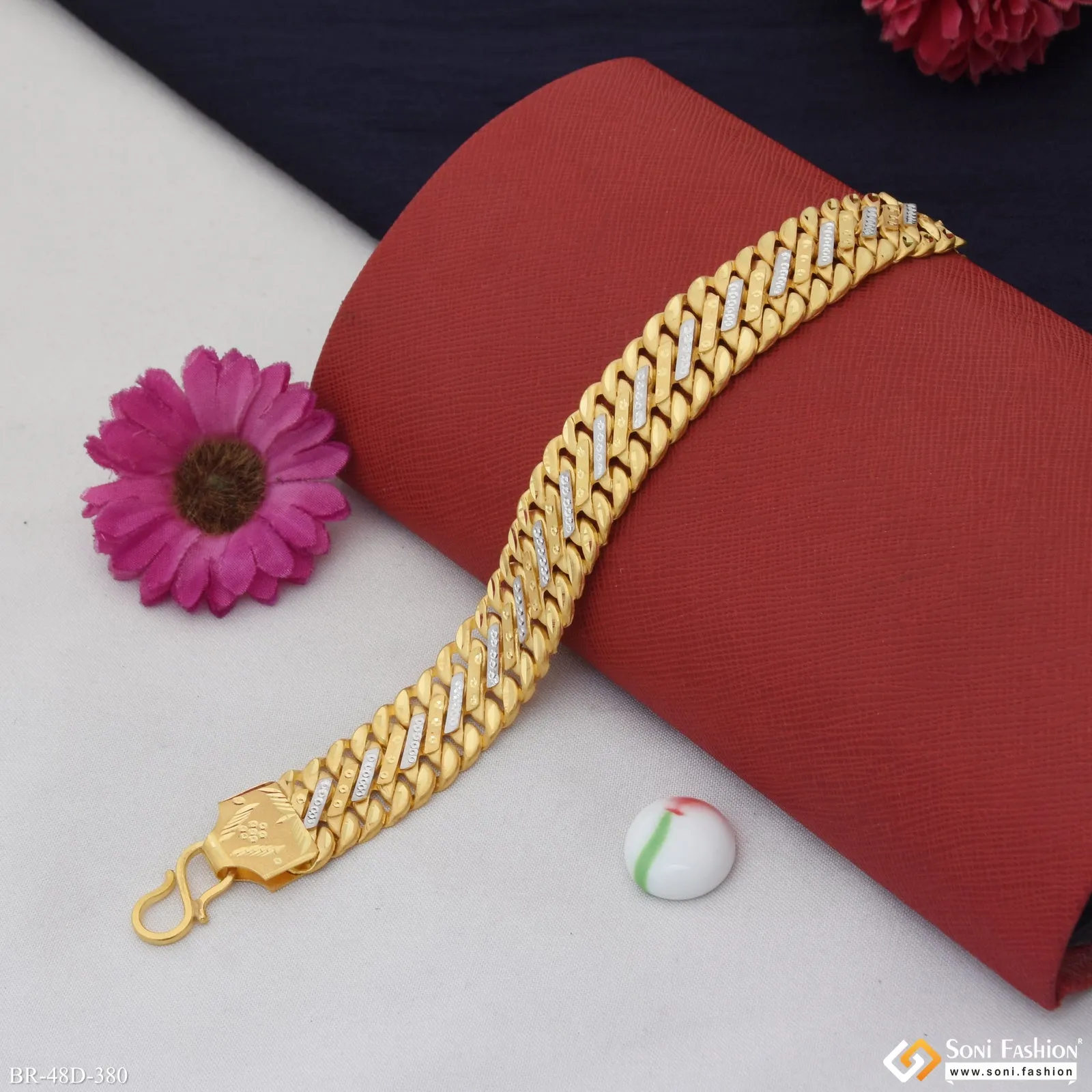 1 Gram Gold Plated Latest Design Pokal Bracelet for Men - Style D380