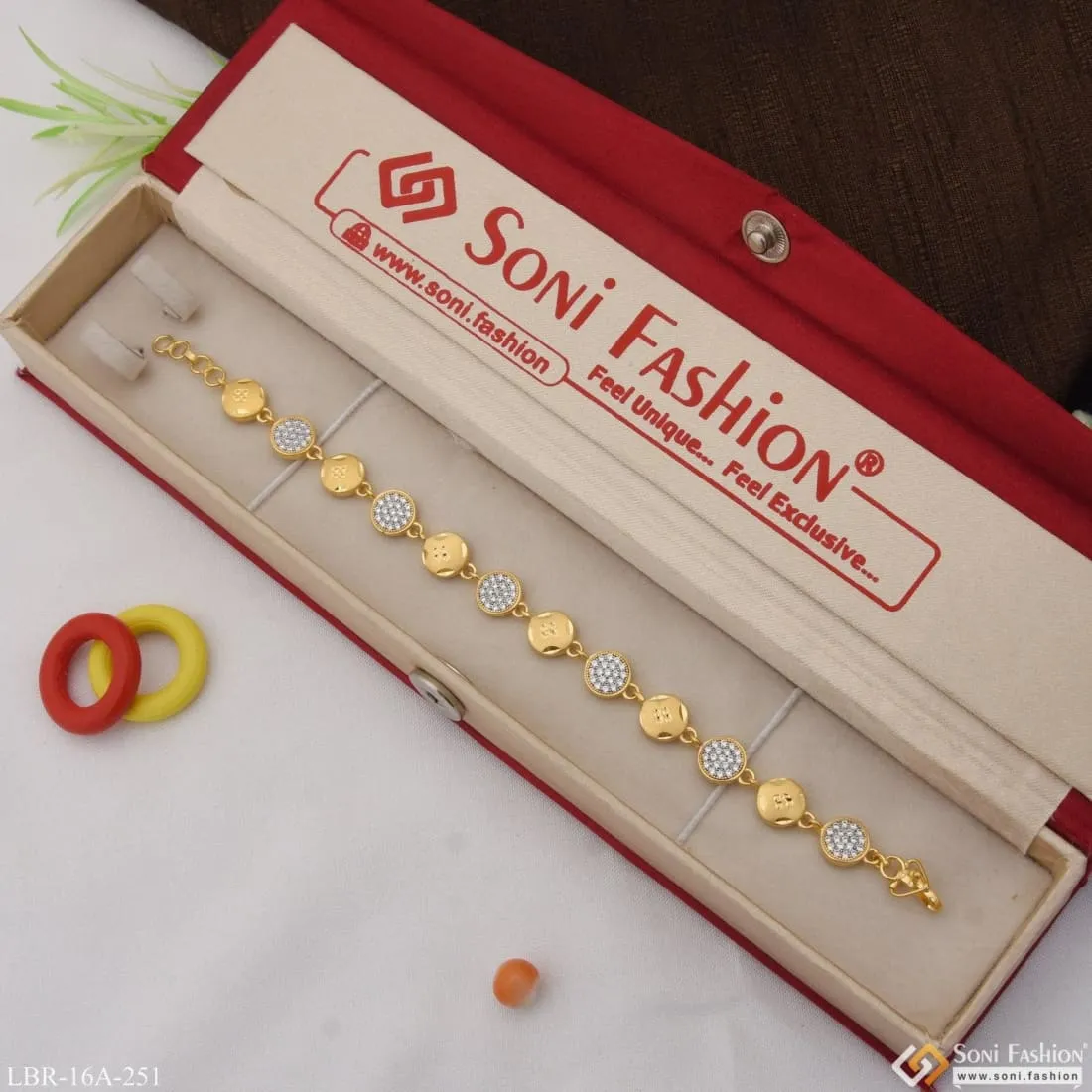 1 Gram Gold Plated With Diamond Superior Quality Bracelet For Lady - Style A251