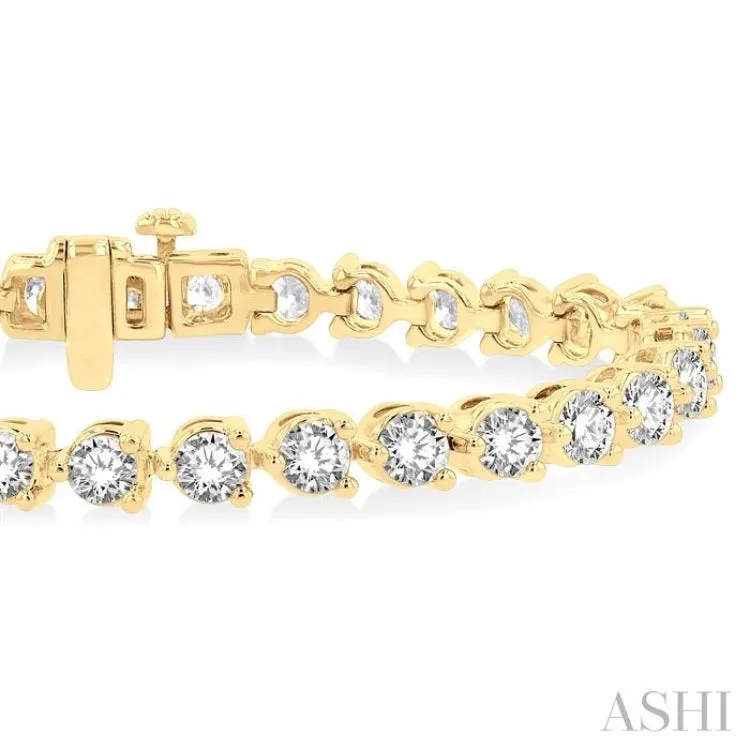 10 Ctw 3 Prong Rouond Cut Diamond  Tennis Bracelet YG 14K-G*