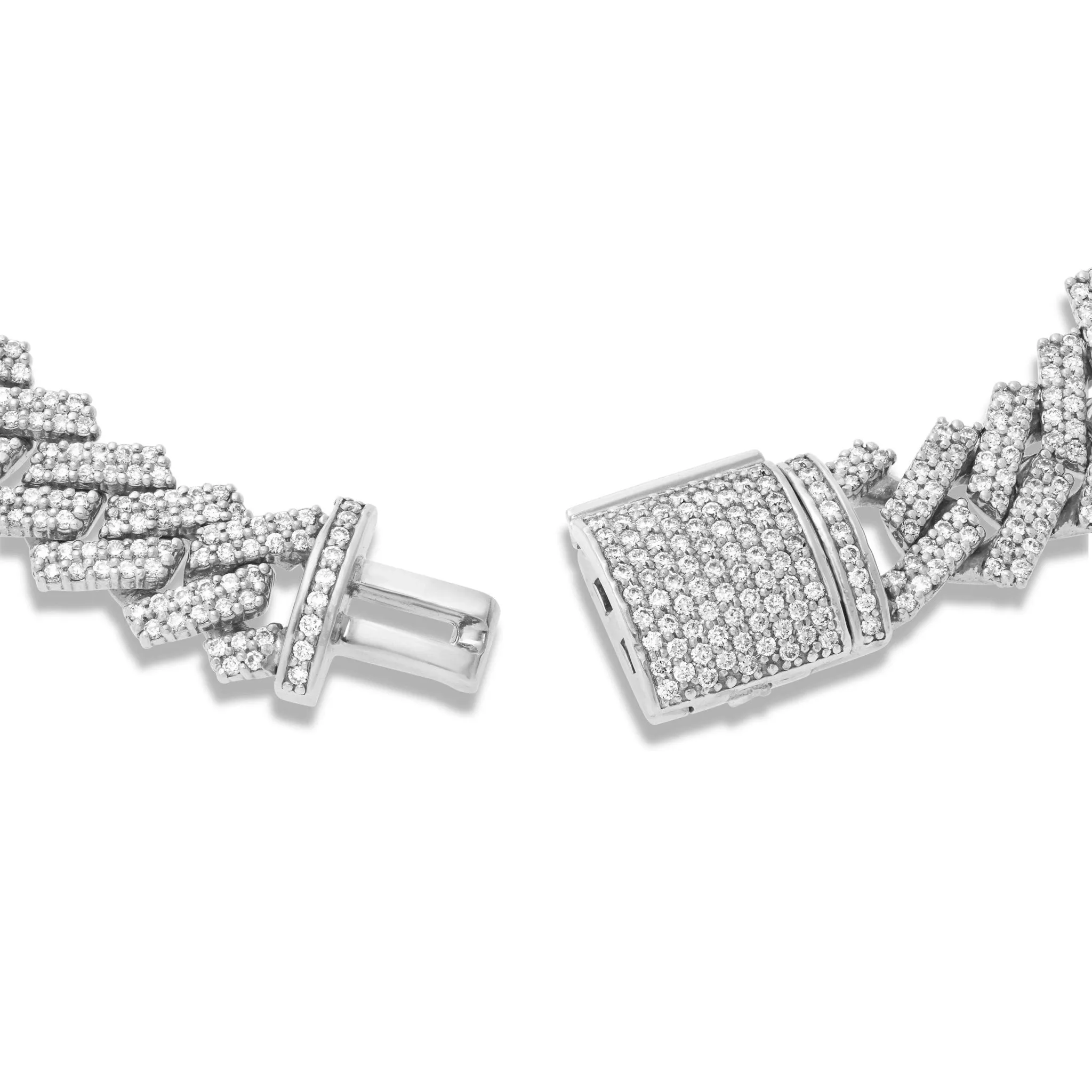 10K Gold 6.22ct 12mm Prong-set Diamond Cuban Bracelet