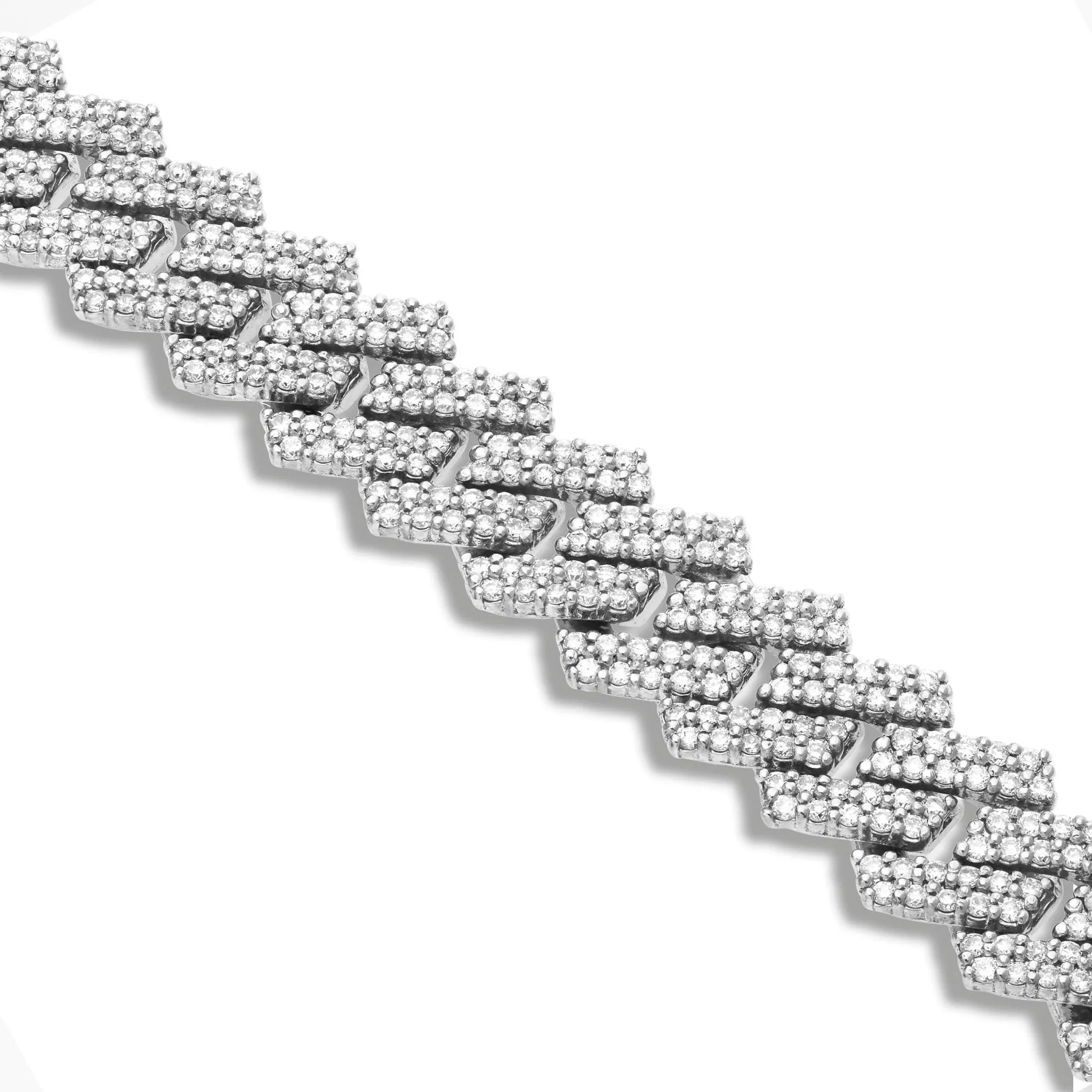 10K Gold 6.22ct 12mm Prong-set Diamond Cuban Bracelet