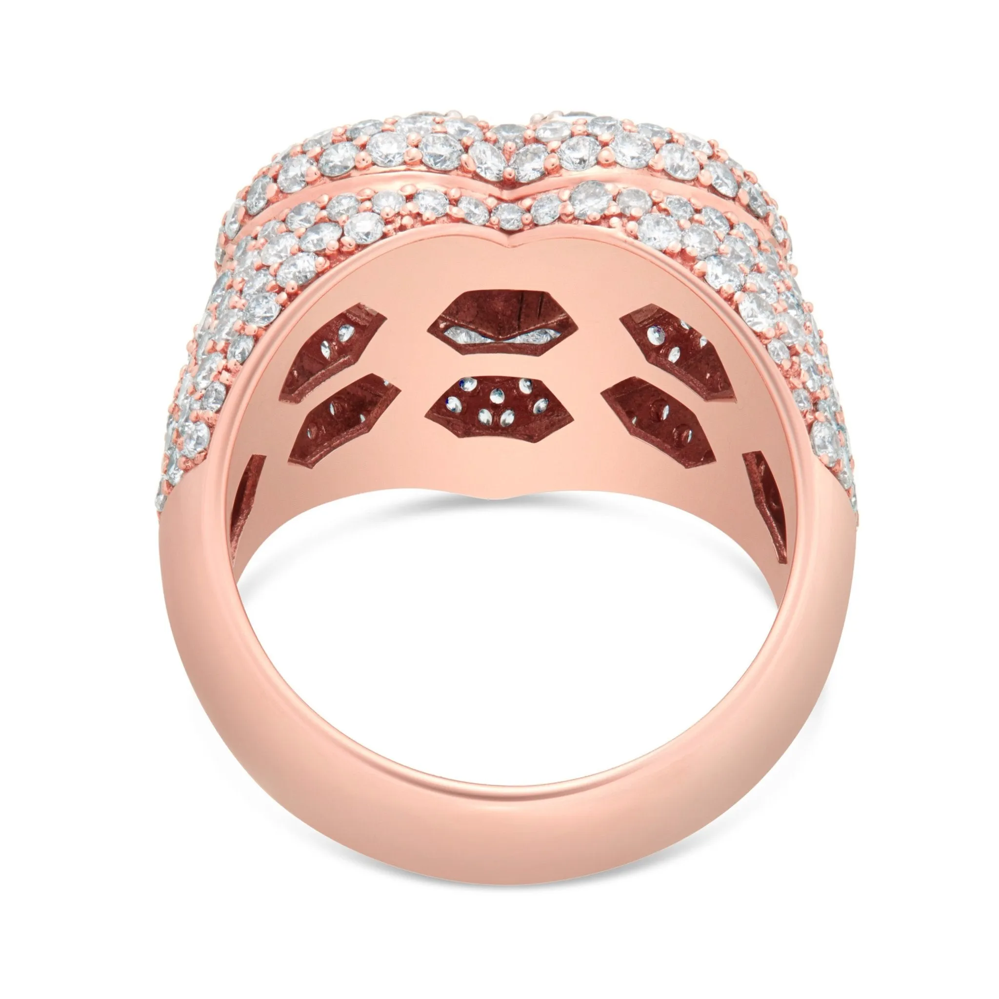10K Rose Gold 5.25ct Baguette Bilevel Heart Diamond Statement Ring