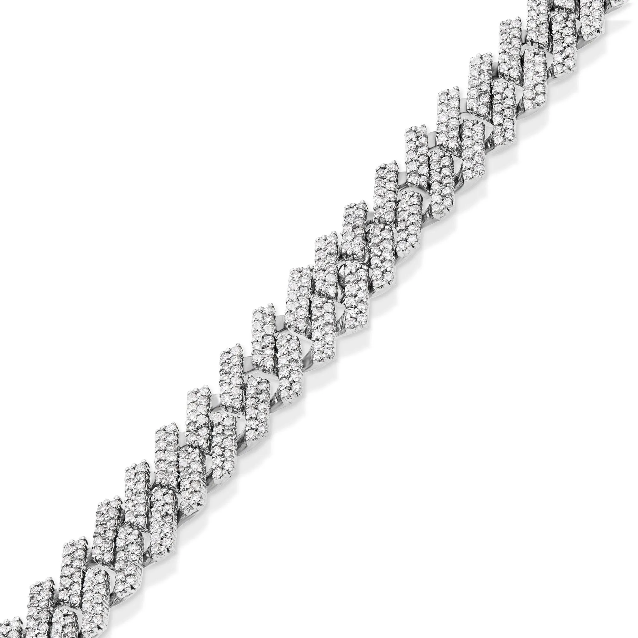 10K White Gold 6.69ct Prong set Diamond 12mm Cuban Bracelet