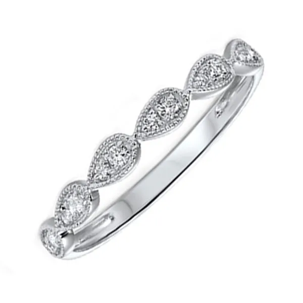 10KT White Gold & Diamond Classic Book Stackable Fashion Ring   - 1/8 ctw