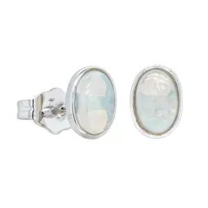 14ct White Gold Opal Stud Earrings
