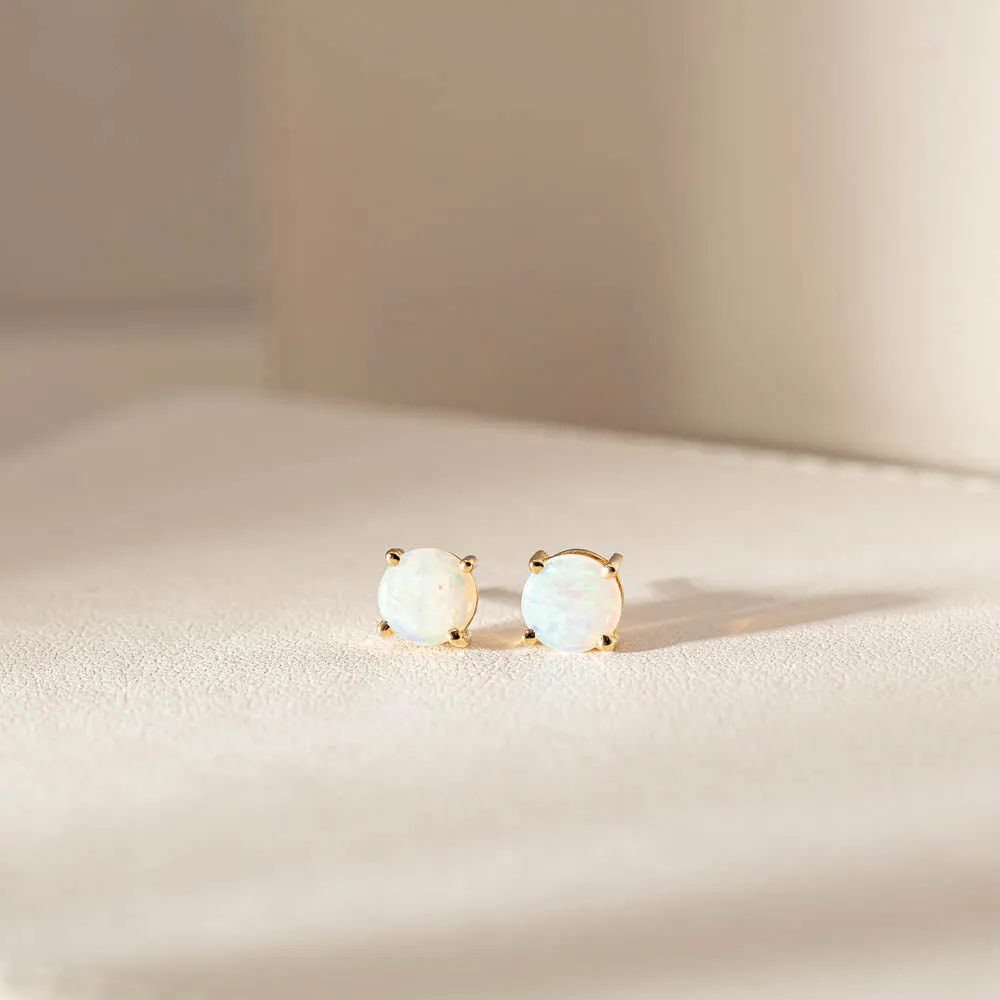 14ct Yellow Gold Opal Stud Earrings