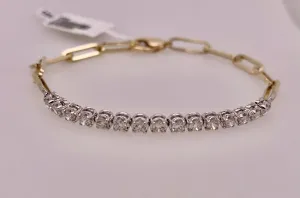 14K Diamond Paper Clip Bracelet