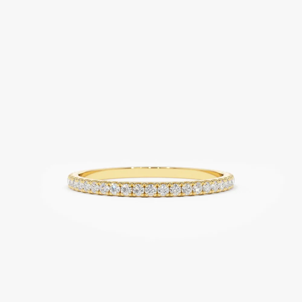 14K Gold 1.5MM Full Eternity Diamond Ring