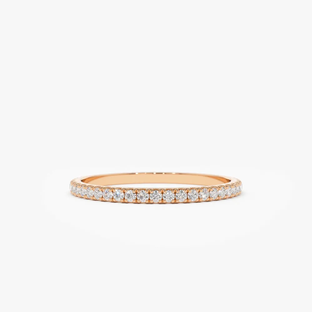 14K Gold 1.5MM Full Eternity Diamond Ring