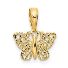 14k Polished Filigree Butterfly Charm