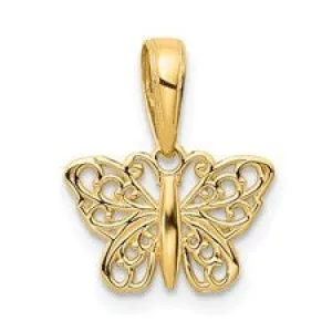 14k Polished Filigree Butterfly Charm