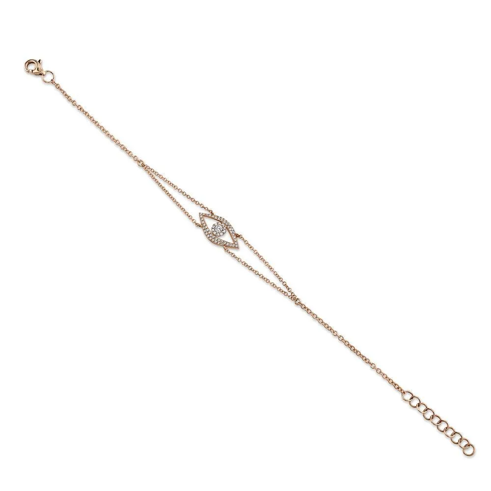14K Rose Gold Diamond Evil Eye Bracelet