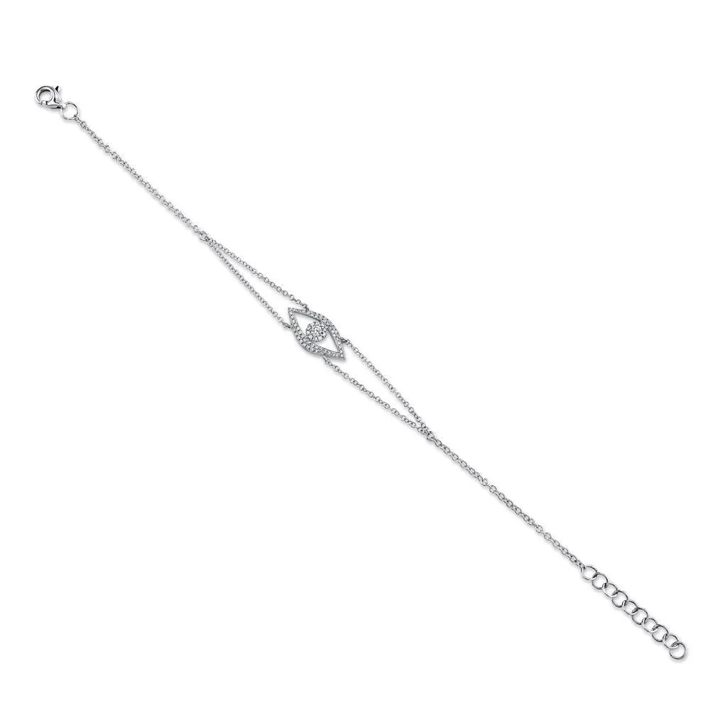 14K Rose Gold Diamond Evil Eye Bracelet