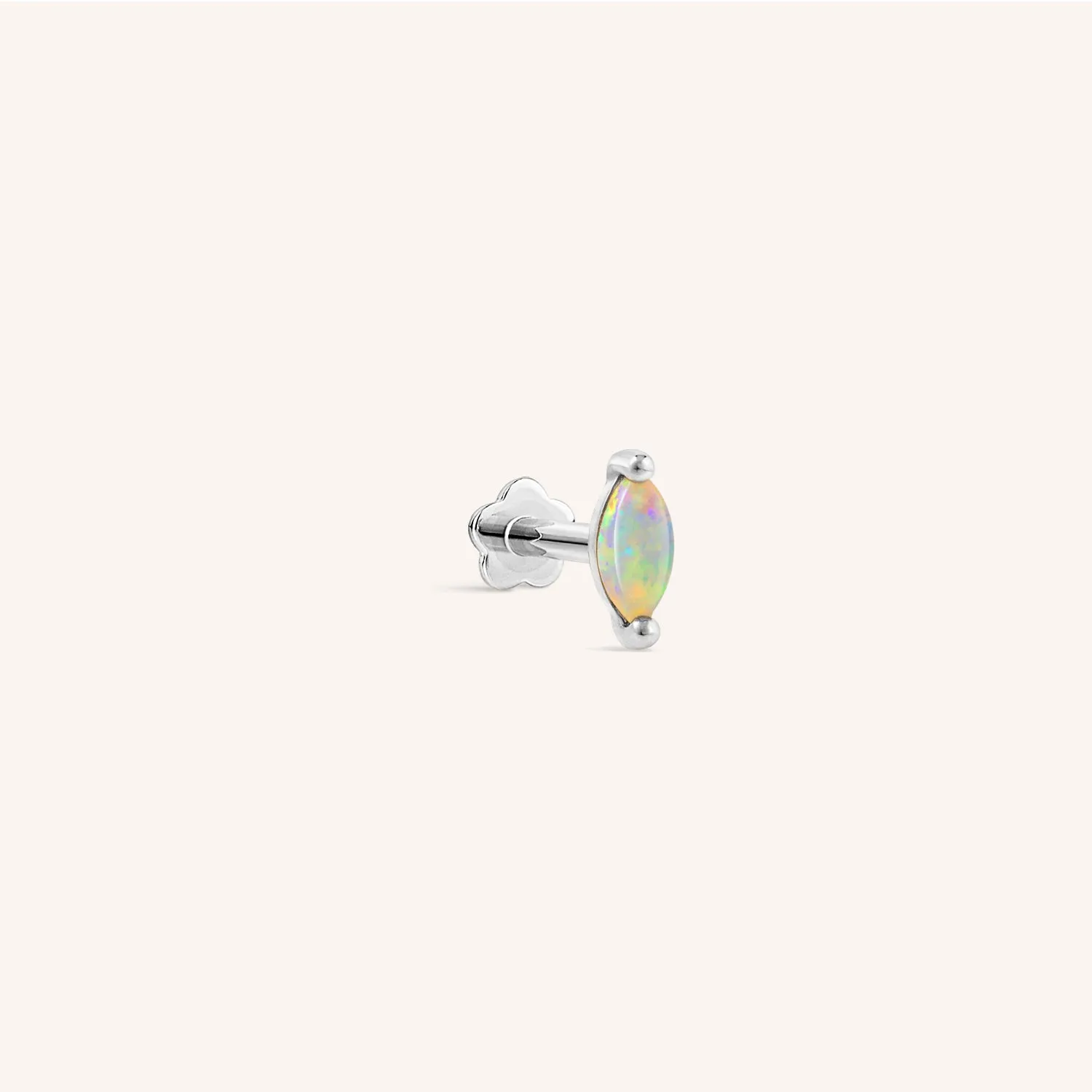 14K Solid Gold Opal Marquise Threaded Labret Earring