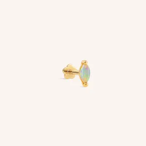 14K Solid Gold Opal Marquise Threaded Labret Earring