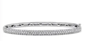 14K White Gold Diamond Hinged Bangle