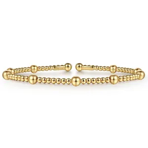14K Yellow Gold Bujukan Bead Thin Cuff Bracelet