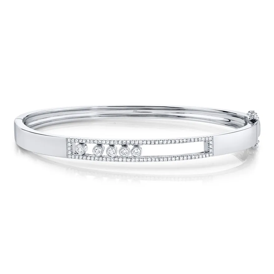 14K Yellow Gold Diamond Slider Bangle