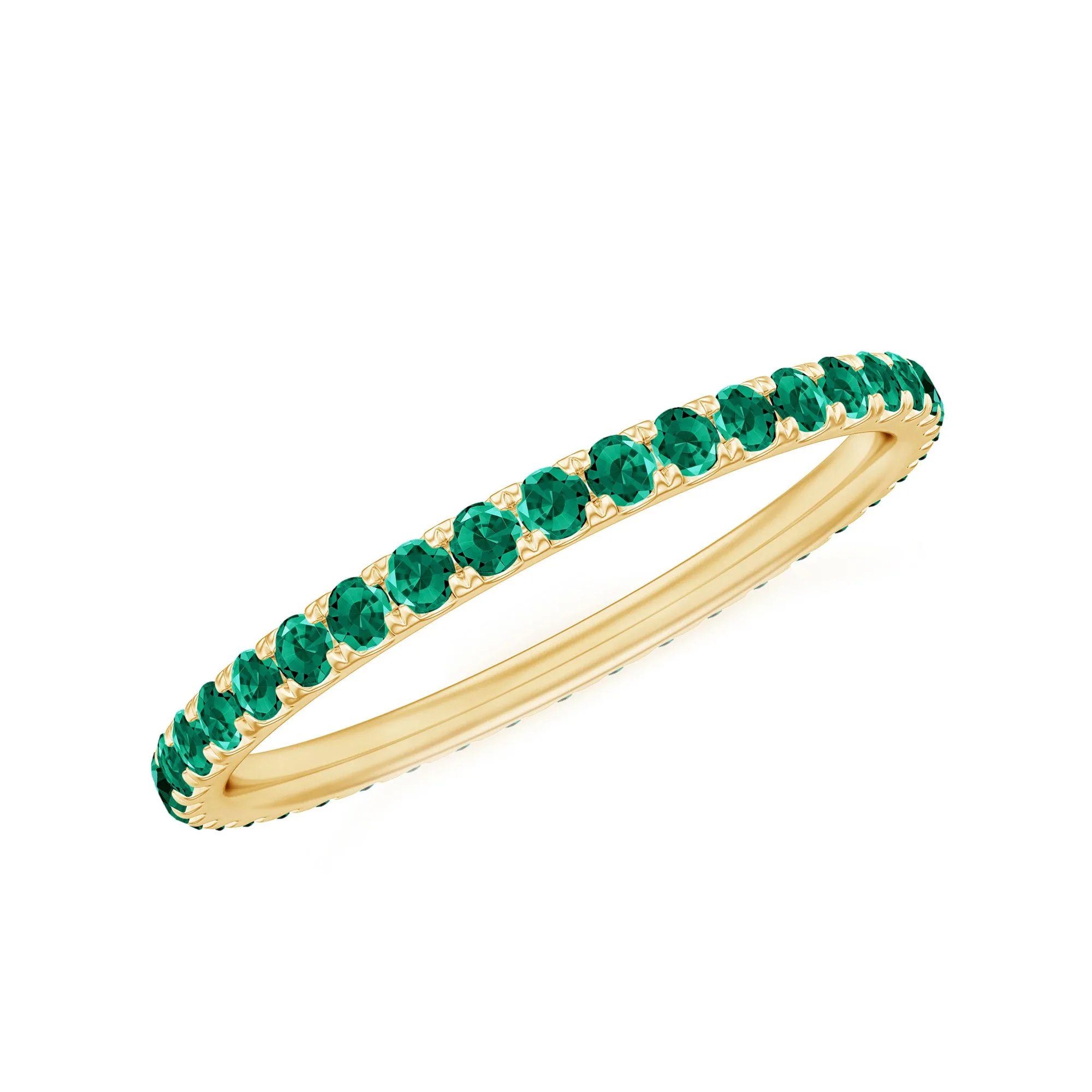 1.5 CT Created Emerald Stackable Eternity Band Ring