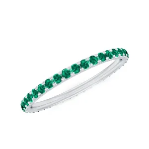 1.5 CT Created Emerald Stackable Eternity Band Ring