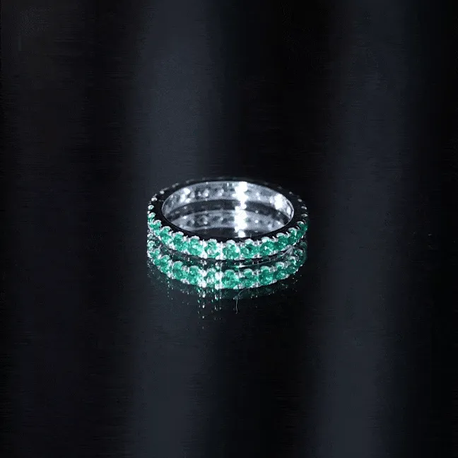1.5 CT Created Emerald Stackable Eternity Band Ring
