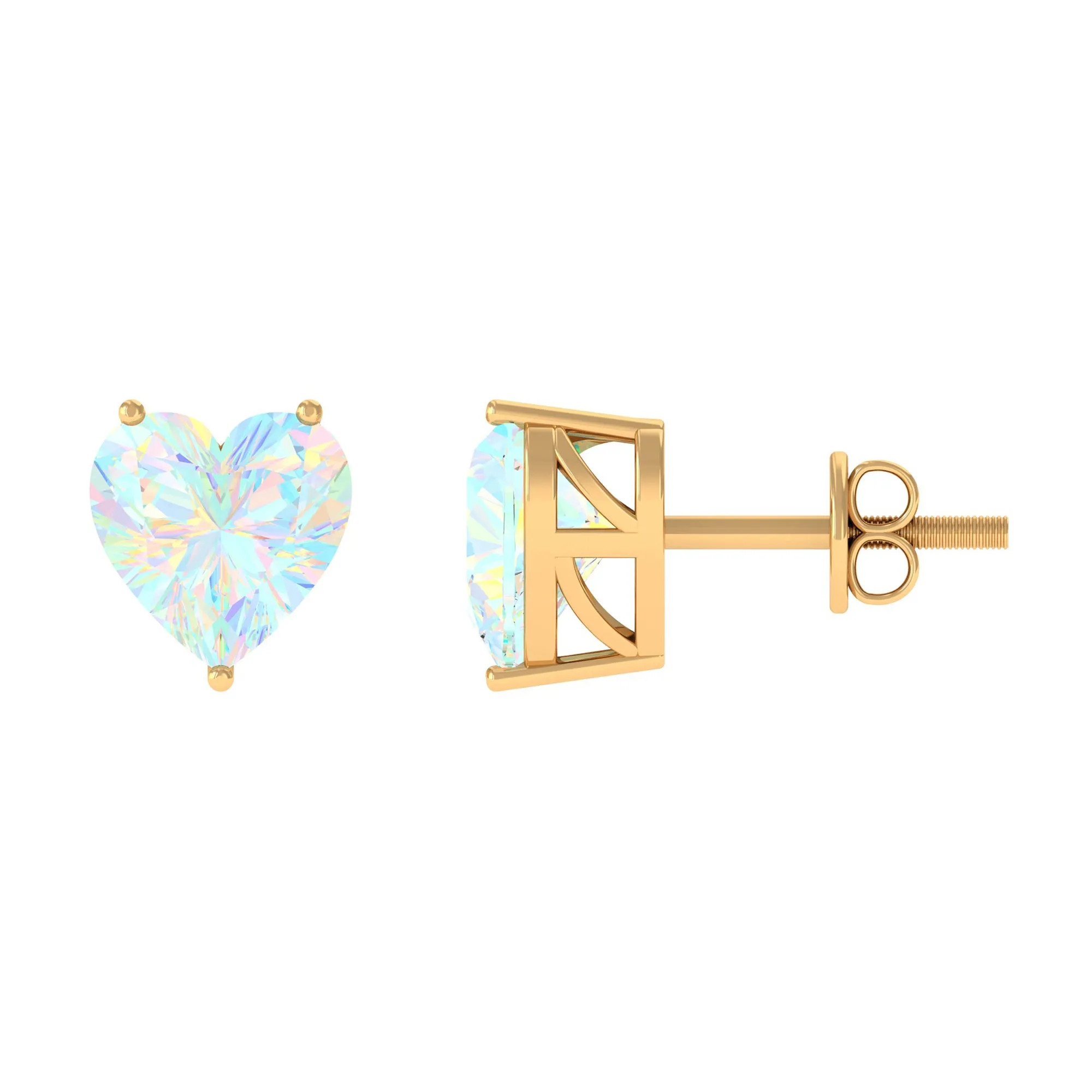 1.50 CT Heart Shape Real Ethiopian Opal Stud Earrings